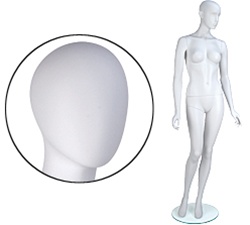 Female Mannequins: Arms by Side, Leg Forward, Oval Head
