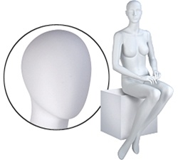 Female Mannequins: Seated, Hands on Lap, Oval Head