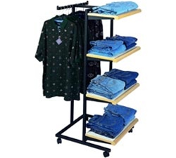 T-Stand Square Tubing Clothes Racks w/4 Shelves