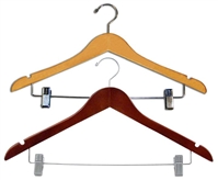 17" Wood Hangers - Metal Bar with Clips