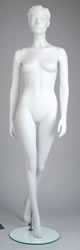 Female Mannequins: Hands by Side , Leg Back, Cameo White