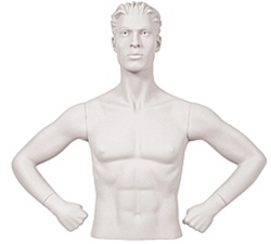 Male Mannequin Arms: Hands on Hips, White (Arms Only)