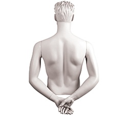 Male Mannequin Arms: Hands Behind Back, White (Arms Only)