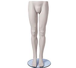 Male Mannequin Legs, Glass Base, White